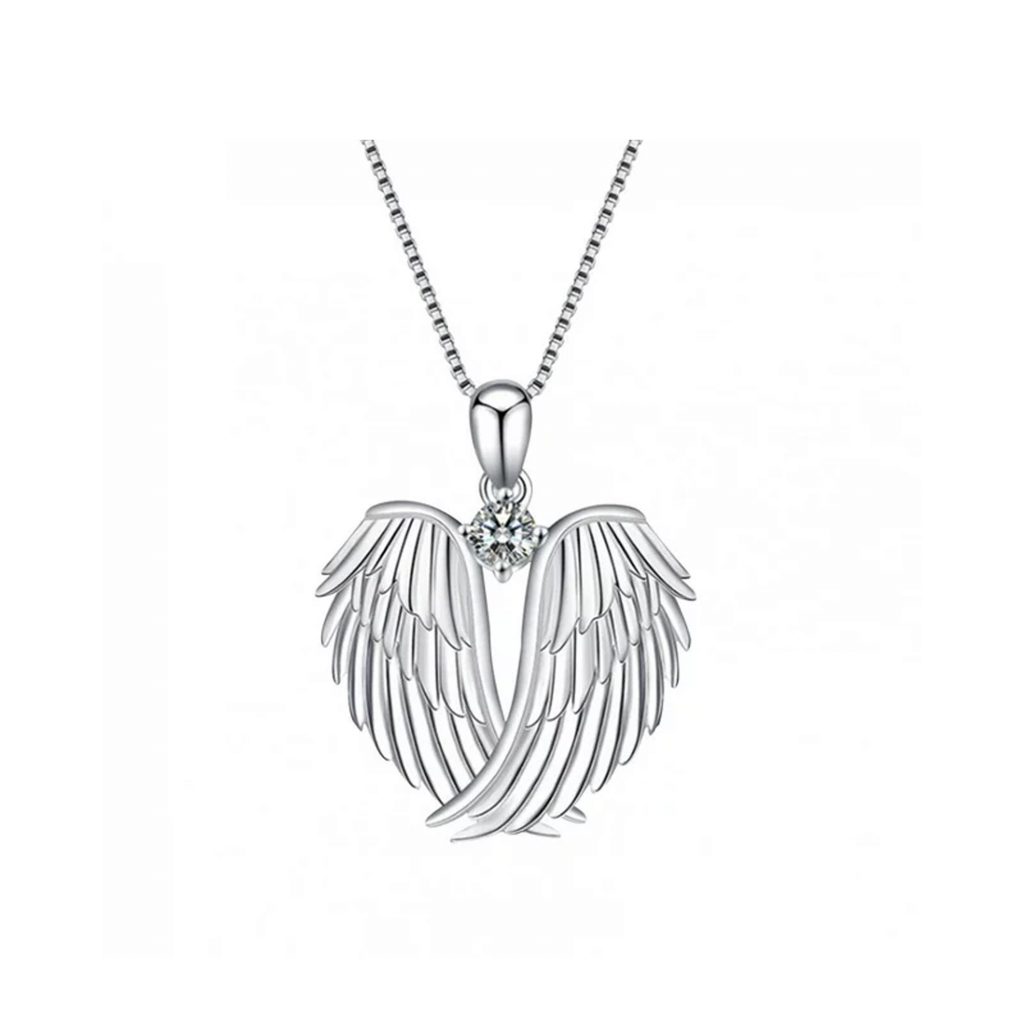 Clearance! SDJMa Angel Wings Necklace 925 Sterling Silver Guardian Angel Wings Pendant Birthstone Necklace for Women Jewelry Gifts