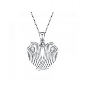 Clearance! SDJMa Angel Wings Necklace 925 Sterling Silver Guardian Angel Wings Pendant Birthstone Necklace for Women Jewelry Gifts